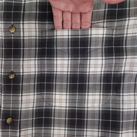 Jos A Bank Traveler Button Down Shirt Mens Large Olive Green Plaid Long Sleeve - Picture 2 of 15